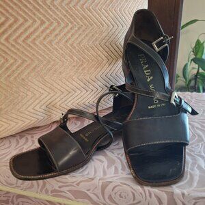 Prada Chocolate Leather Strappy Sandals